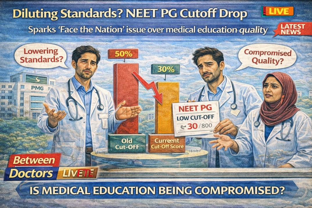 Diluting Standards? NEET PG Cutoff Drop Sparks ‘Face the Nation’ issue over medical education quality, Between Doctors